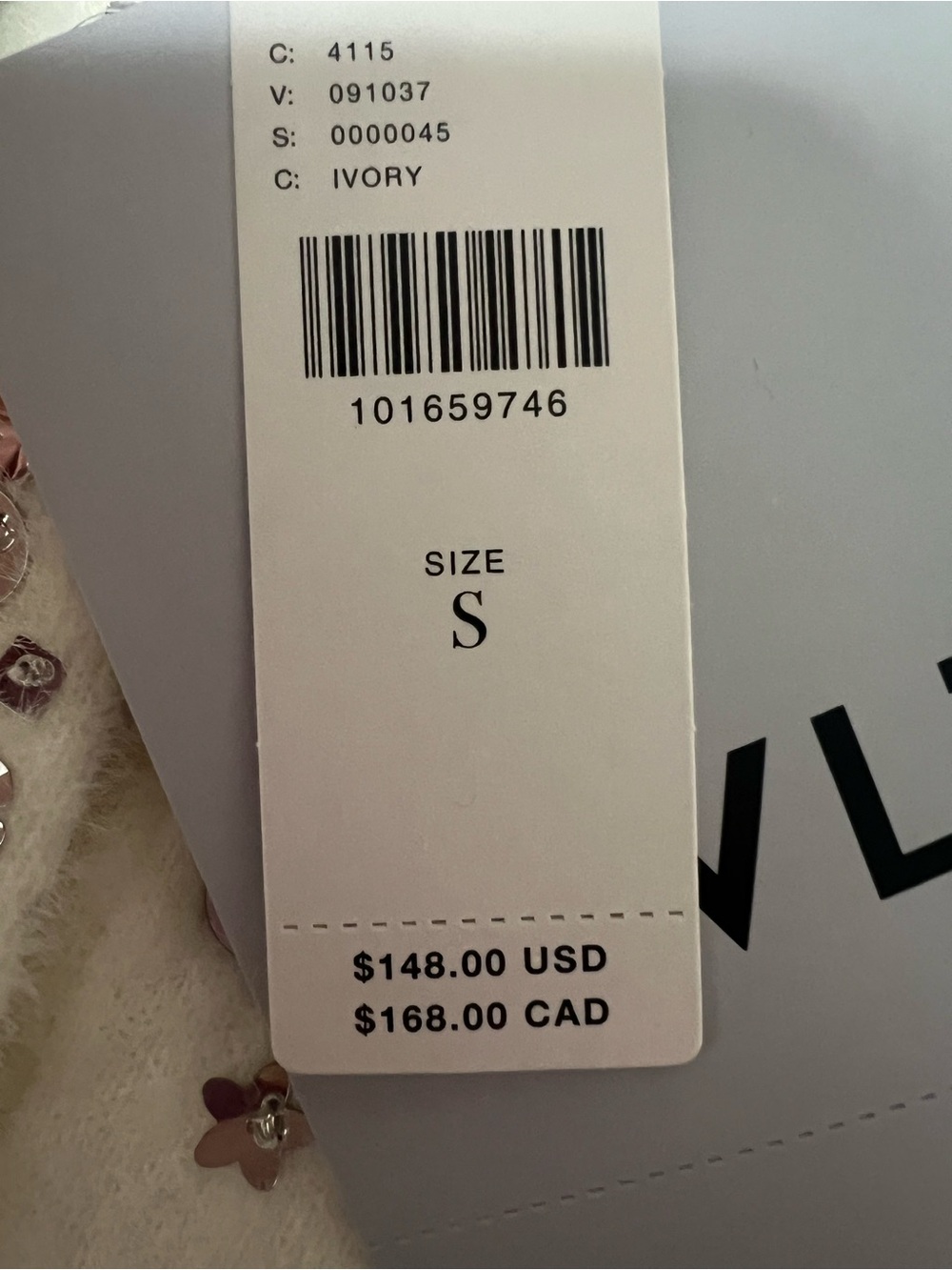 NWT Anthropologie NVLT Embellished Ivory Cardigan Sweater Size S - Picture 9 of 11